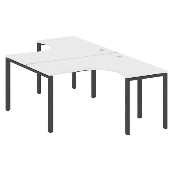 Metal System Рабочая станция криволинейная на П-образном м/к БП.РАС-СА-2.3 Белый/Металл Антрацит 140