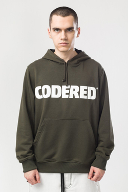 Толстовка CODERED Base Hoodie Wide Summer Logo R Болотный/Белый принт CODERED