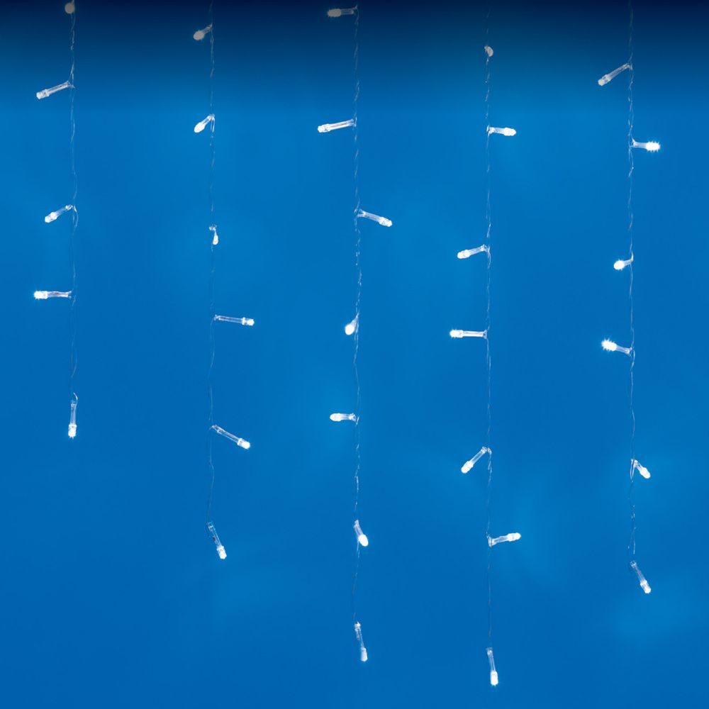 ULD-B6007-200-STK WHITE IP44 Бахрома светодиодная со статическим свечением. 6м. Соединяемая. 200 светодиодов. Белый свет. Провод прозрачный. ТМ Uniel