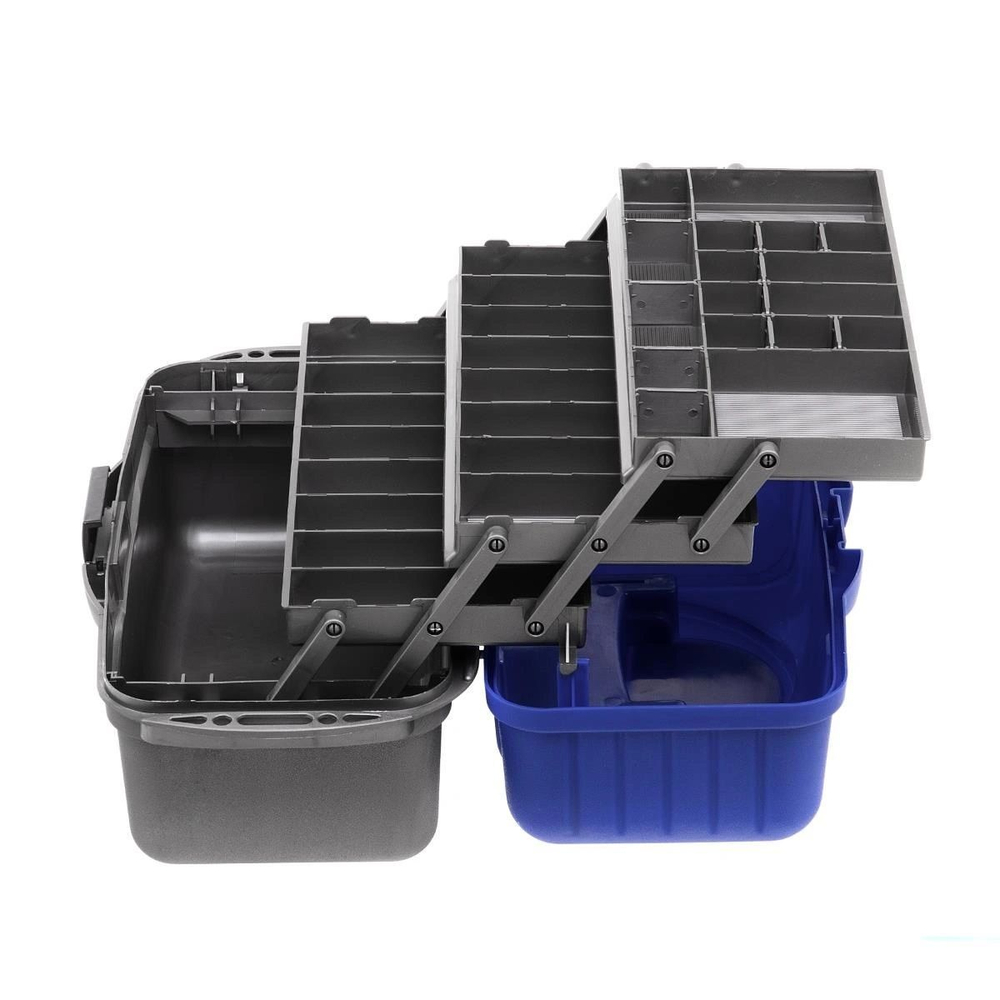 Ящик рыболовный для хранения снастей трехполочный синий