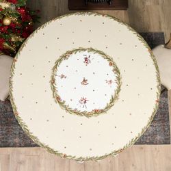 СКАТЕРТЬ КРУГЛАЯ "ЩЕЛКУНЧИК" ,220СМ БЕЖЕВЫЙ 100% ХЛОПОК , ТВИЛ