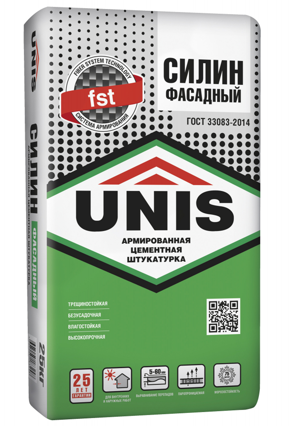 Штукатурка UNIS СИЛИН ФАСАДНЫЙ армированная цементная  25 кг