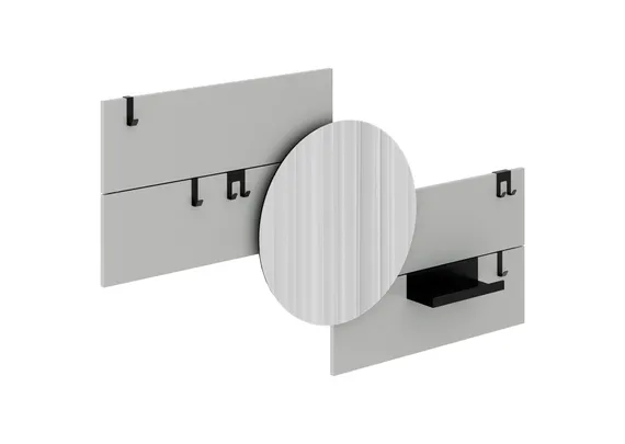 Вешалка Stripe M горизонтальная с зеркалом D 60 см (светло-серый)