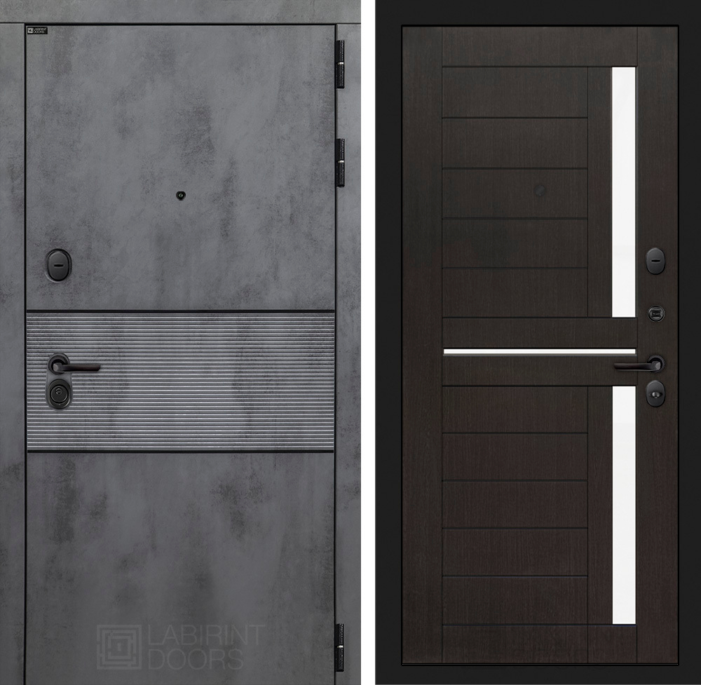 Дверь входная Лабиринт INFINITY  02 Венге , стекло белое  металлическая