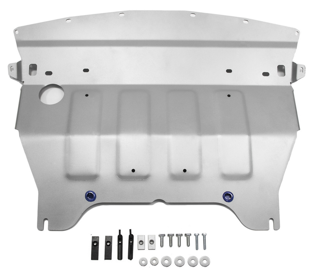 Защита картера Rival для Infiniti EX 25/35 (V - 2.5; 3.5) 2007-2013/Infiniti G 35 IV (V - 3.5) 2006-2010/Infiniti G 37 IV рестайлинг (V - 3.7) 2010-2014/Infiniti QX50 I (V - 2.5) 2013-2018, штампованная, алюминий 4 мм, с крепежом, 333.2403.2