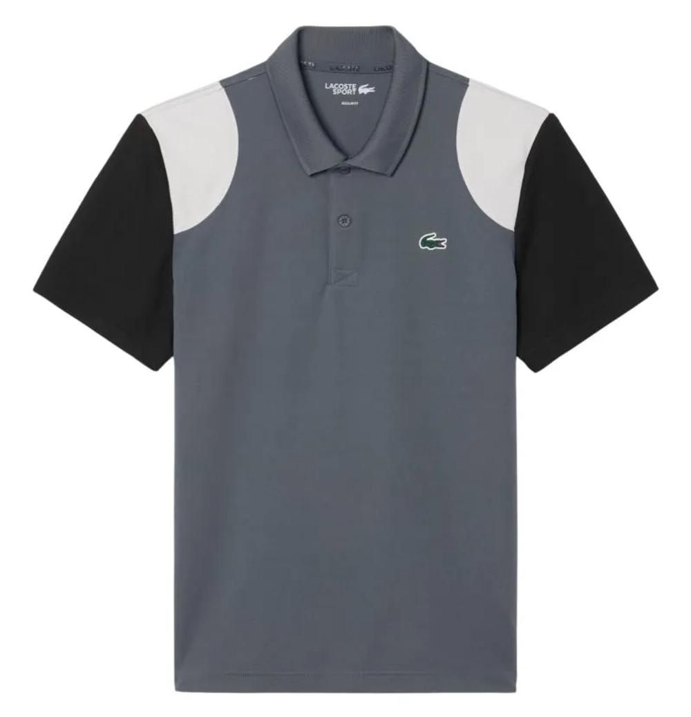 Мужское теннисное поло Lacoste Ultra Dry Colour-Block Sport - grey/black