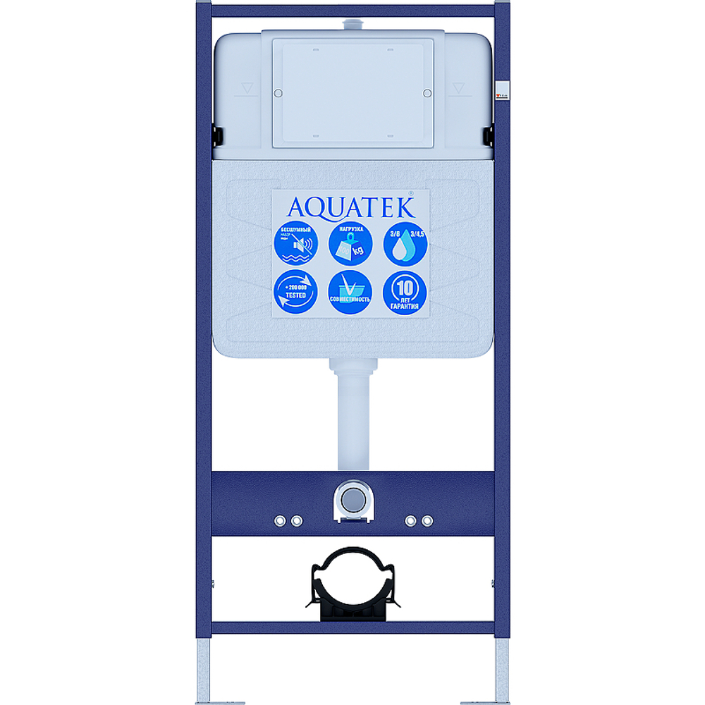 Комплект унитаза с инсталляцией Aquatek Set Aquatek Классик-009 4в1 с сиденьем Микролифт и Белой клавишей смыва