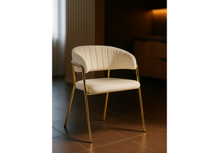 Стул на металлокаркасе Woodville Kamelia белый, ткань золотые ножки