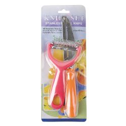 Набор: нож- шинковка и овощечистка 7*21*1см. (в ассортименте) (нержавеющая сталь, полипропилен)