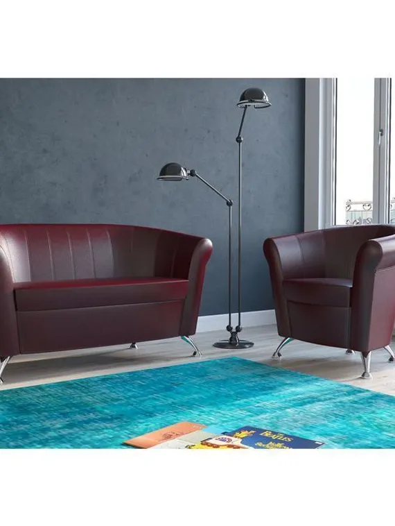 Диван «ЛАГУНА», обивка кожзам бордовый