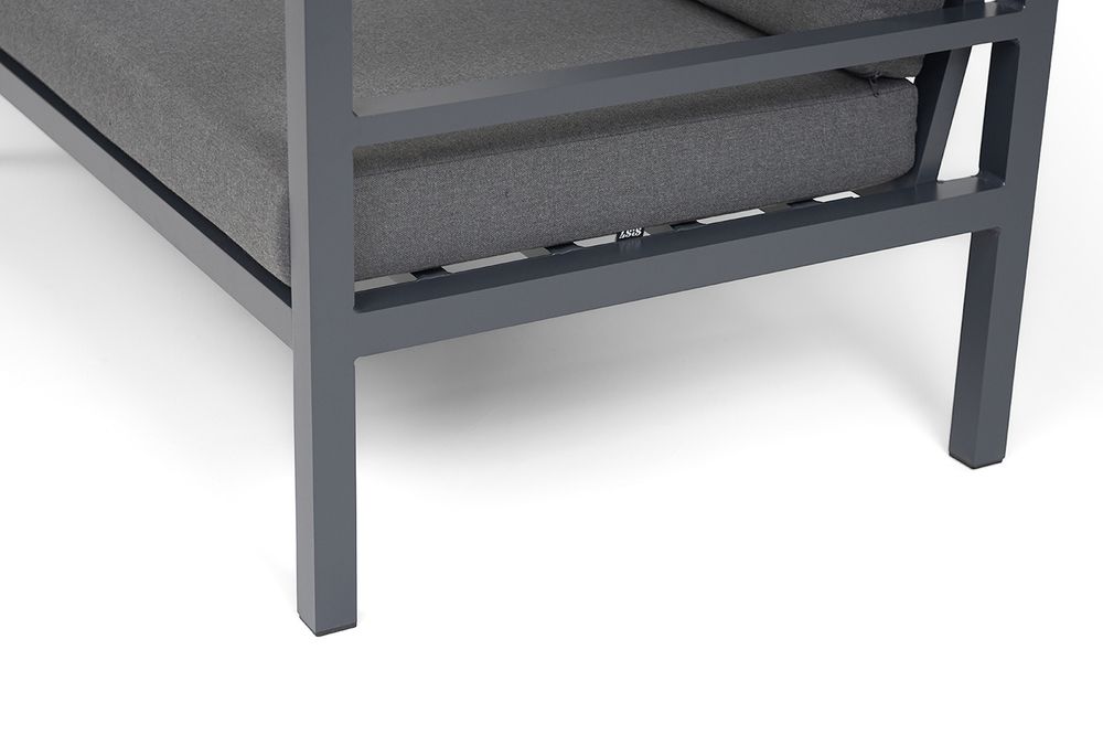 "Эстелья" диван разборный 2-местный, каркас алюминий темно-серый (RAL7024) матовый, ткань темно-серая 027