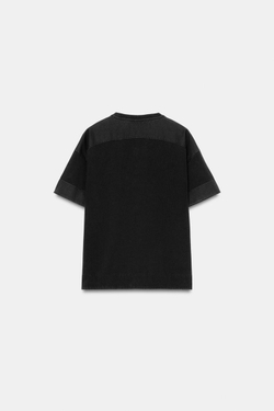 ZARA ФУТБОЛКА ИЗ ПЛОТНОГО ХЛОПКА С КОРОТКИМИ РУКАВАМИ, ЧЕРНЫЙ