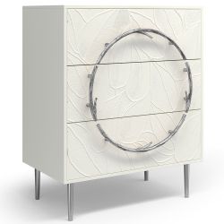 Комод Арт Колор leaves с 3-мя ящиками Стайл Сильвер Белый опал