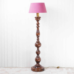 Стильный торшер из массива дерева с тканевым абажуром