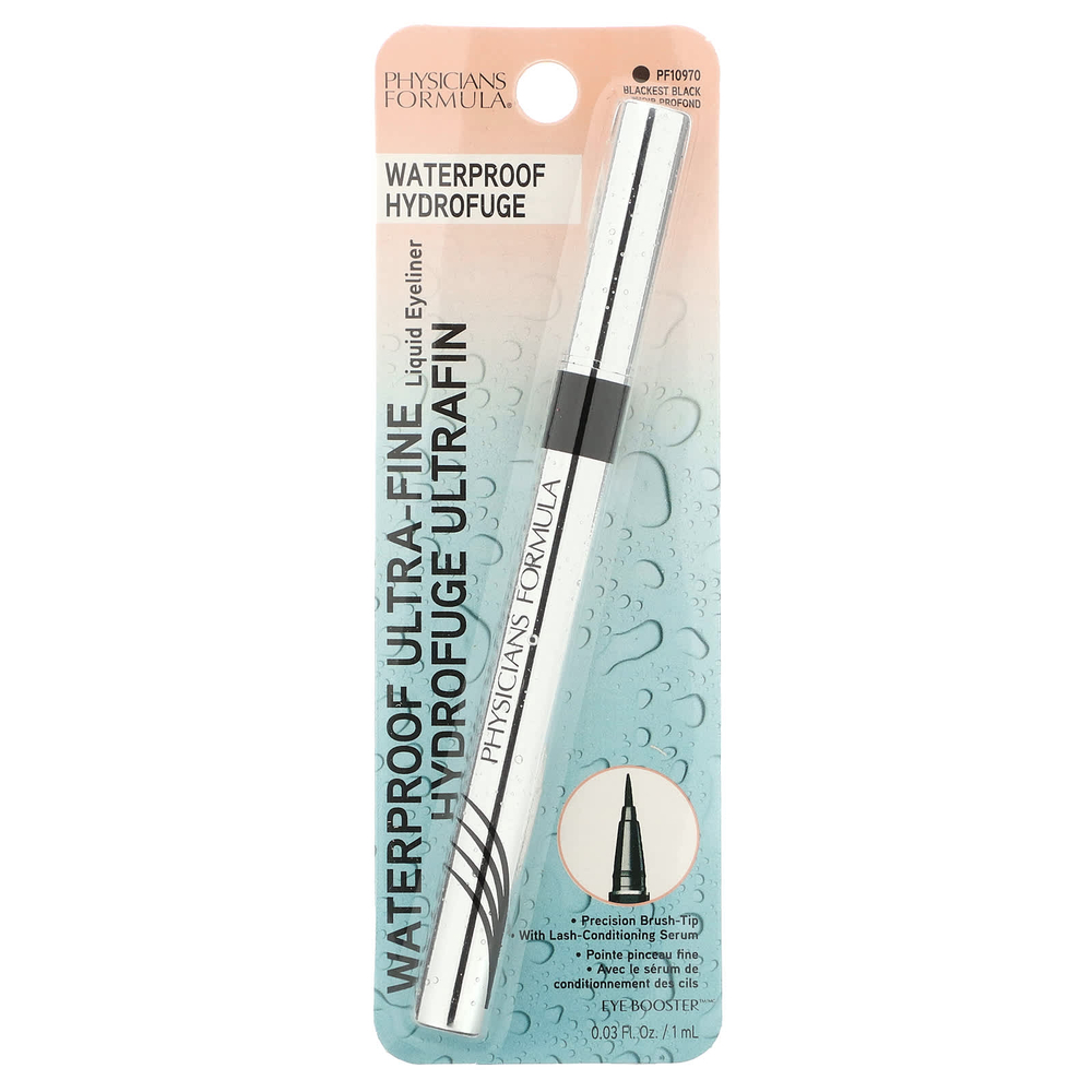 Physicians Formula, Eye Booster, водостойкая ультратонкая жидкая подводка для глаз, PF10970 Blackest Black, 1 мл (0,03 жидк. унц.)