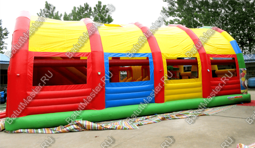 Надувной батут "Страна Сафария" с крышей и высокими горками 13*7*6 м