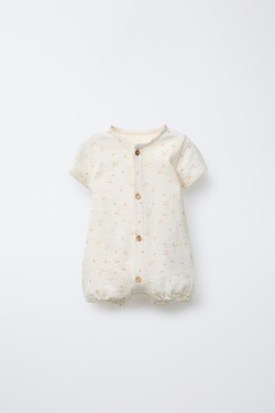 ZARA КОМБИНЕЗОН С ПРИНТОМ, ЭКРЮ