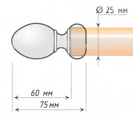 Карниз рифленый для штор Адель d25 мм, цвет антик
