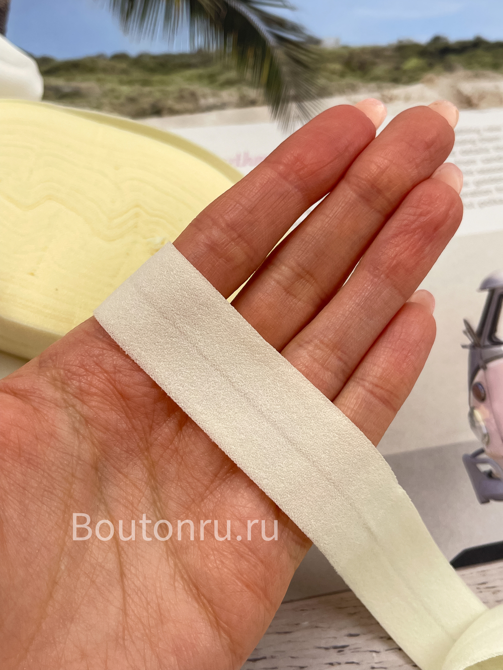 Эластичная косая бейка бежевая (сливочное масло) 20 мм