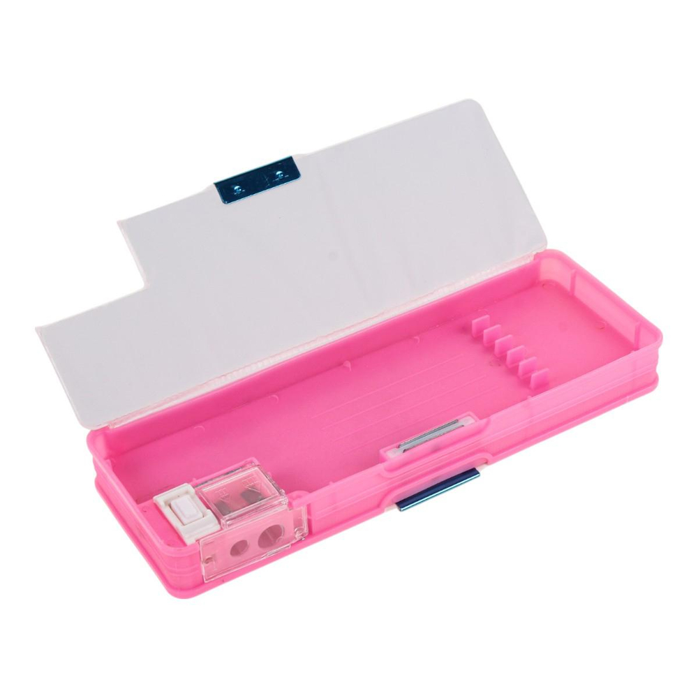 Пенал пластиковый "Капибара" с блестками, 2 отв., с точилкой, 3 вида микс