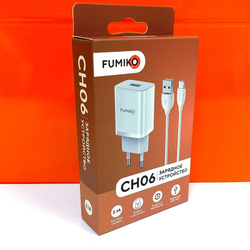 Зарядное устройство FUMICO CH06 2.1A 1USB с кабелем Type-C белое
