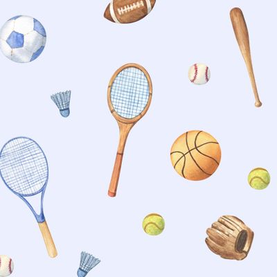 Спортивный инвентарь на голубом