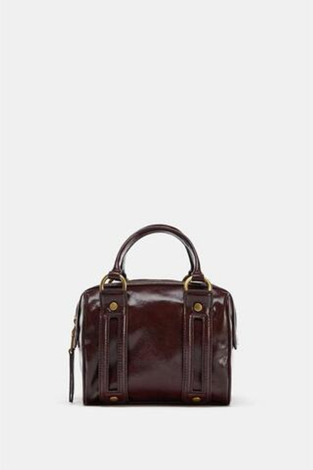 ZARA СУМКА С МЕТАЛЛИЧЕСКИМИ ДЕТАЛЯМИ, БОРДОВО-КРАСНЫЙ