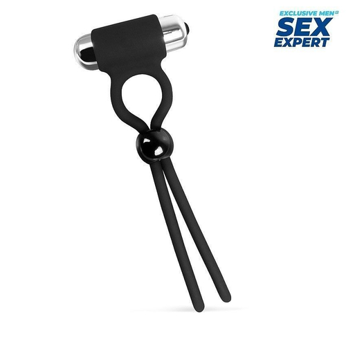 Эрекционное кольцо-лассо Sex Expert с вибрацией, черное