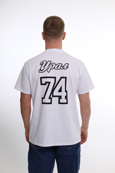 Футболка белая норма, принт "Урал 74"