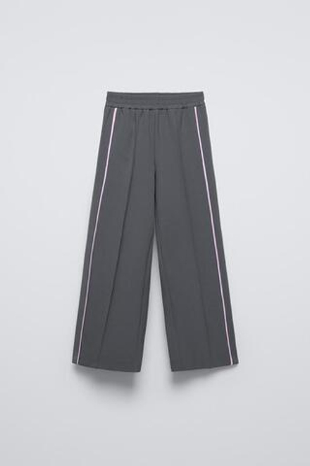 ZARA БРЮКИ С ШИРОКИМИ ШТАНИНАМИ, СЕРЫЙ
