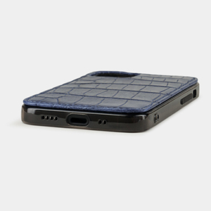 Special order: Чехол-накладка для iPhone 12 Mini из натуральной кожи крокодила, синего цвета