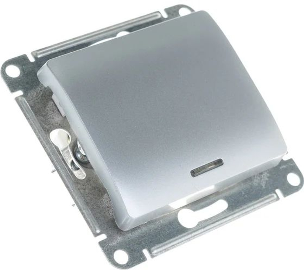 GLOSSA 1-клавишный ВЫКЛЮЧАТЕЛЬ с подсветкой, сх.1а, 10АХ, механизм, АЛЮМИНИЙ GSL000313