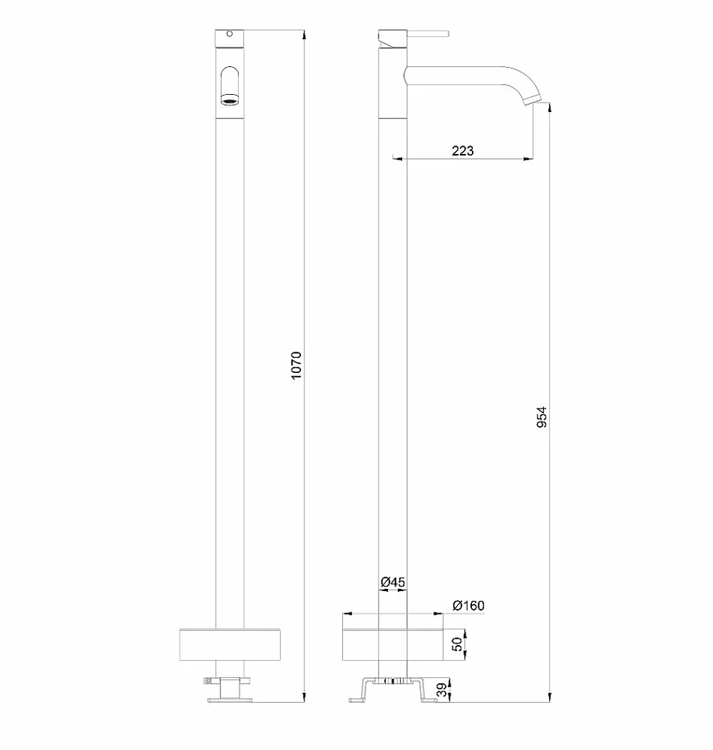Смеситель для раковины напольного монтажа WONZON & WOGHAND STICK WW-88649905-BG золото брашированное