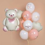 Фигура Мишка с бантом, Бежевый/Розовый, Сатин 35" Fl