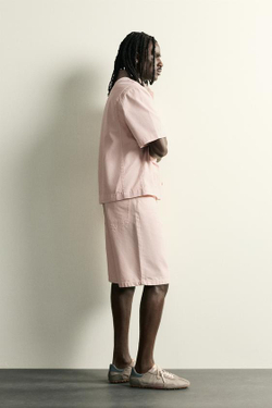 ZARA ДЖИНСОВЫЕ ШОРТЫ RELAXED FIT, РОЗОВЫЙ