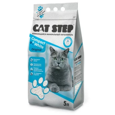 Наполнитель комкующийся минеральный Cat Step Compact White Original, 5л