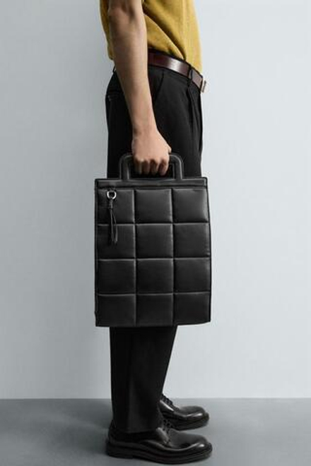 ZARA СТЕГАНАЯ СУМКА, ЧЕРНЫЙ