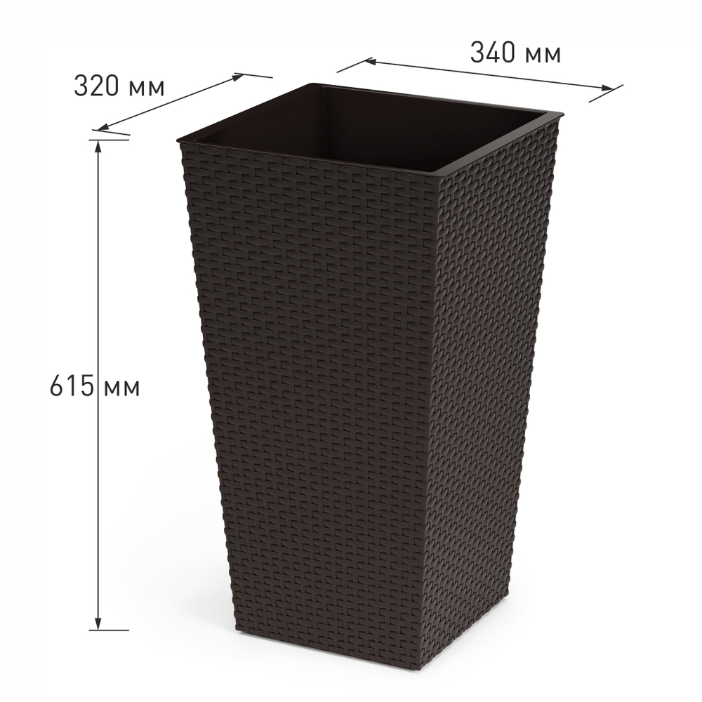Кашпо напольное Ротанг со вставкой мокко (34х32х61,5см)
