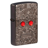 Зажигалка Zippo Armor Crystal Skull Design с покрытием High Polish Black Ice