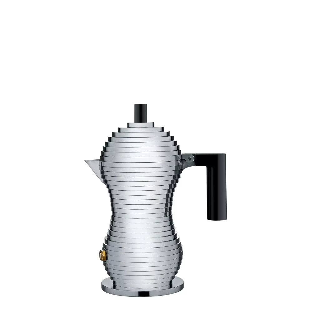 Alessi - Алюминиевая турка кофеварка  Pulcina под давлением на 1 чашку. черный / артикул   MDL02/1 B  / GTIN 8003299388127
