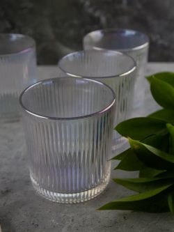Набор ребристых бокалов для виски, 350 мл. 6 шт. перламутр