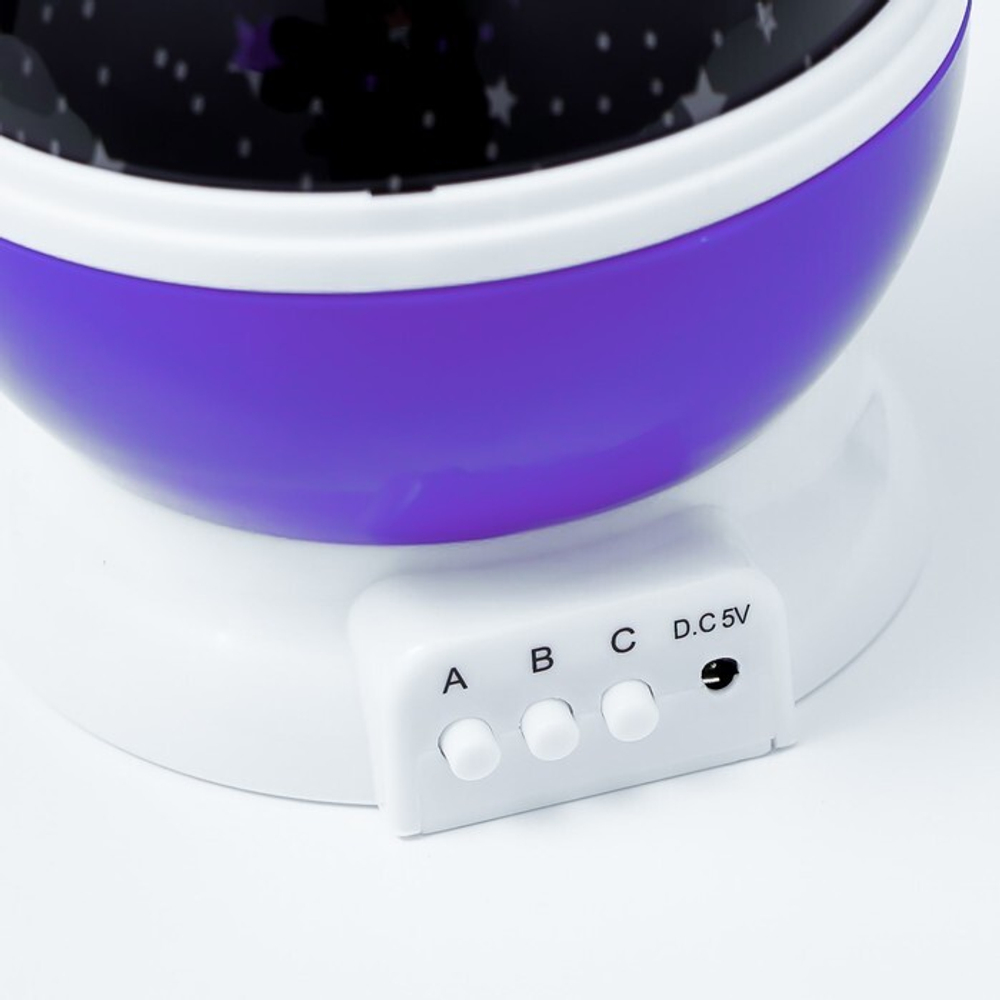 745391 Ночник-проектор "Звёздное небо", вращение, (4ААА или USB) голубой 12*10 см