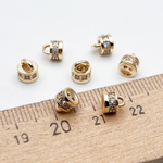 Протектор-концевик, цвет золото, фианиты, размер 5,6*5,3 мм, цена за 1 шт