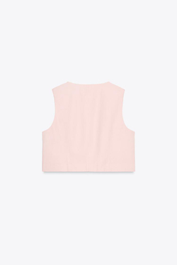 ZARA КОРОТКИЙ ЖИЛЕТ С РАЗРЕЗАМИ, РОЗОВЫЙ