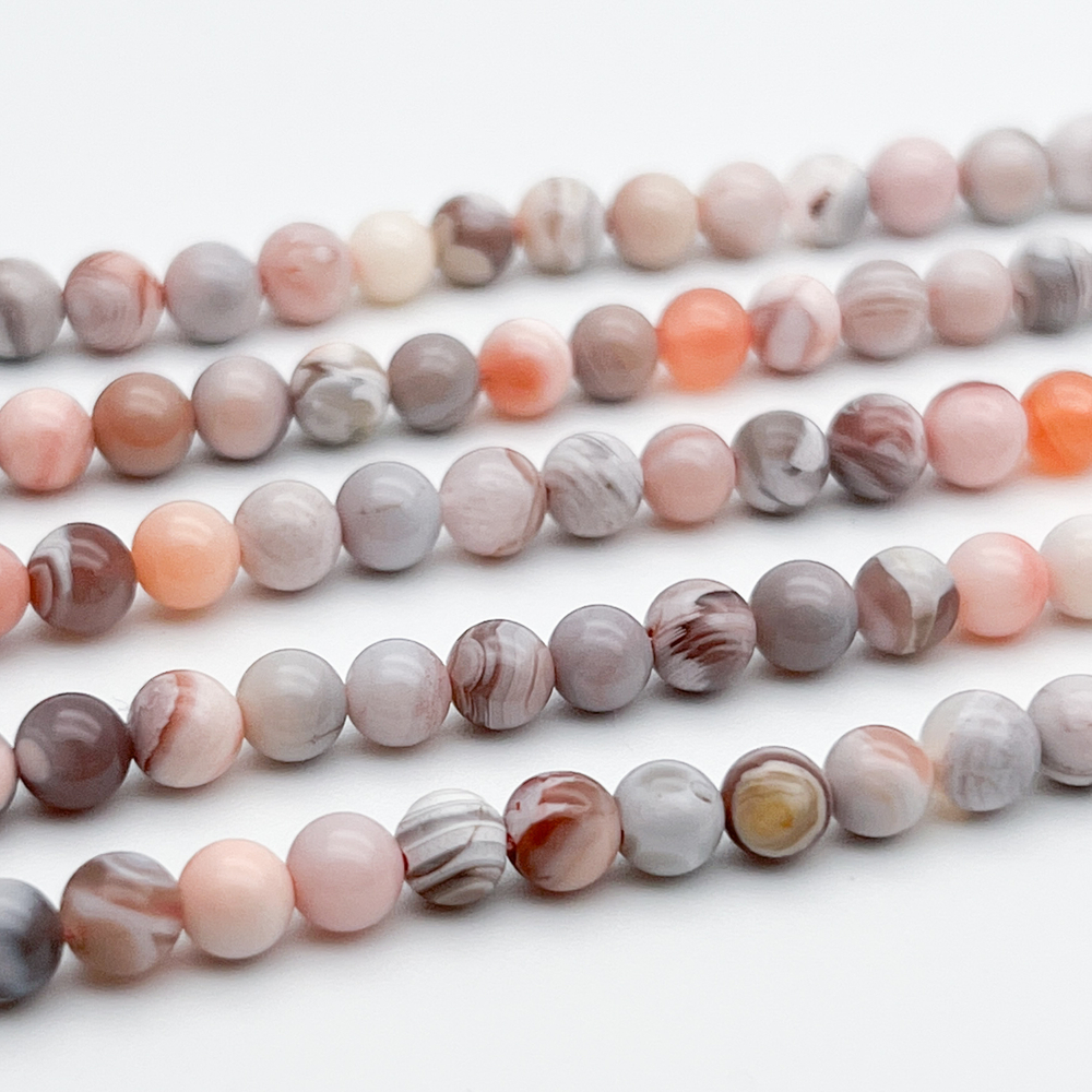 Агат Ботсвана бусины, розовый тон, диаметр 5,2-5,4 мм, цена за отрезок 19 см (1/2 нити)