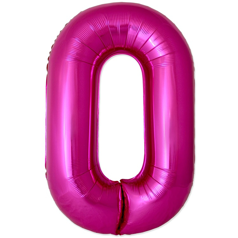 Шар фольгированный Цифра 0 101 см (Фуксия)