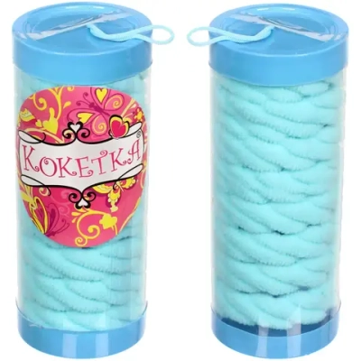 Резинки для волос детские в тубе 8шт «ЗАБАВА», косичка, цвет небесный, d-4см (наклейка Кокетка)