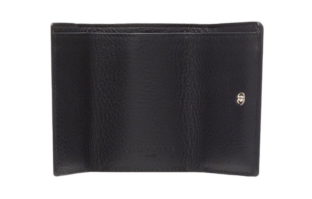 Balenciaga PAPIER Cow Leather Wallet Mini Unisex Black