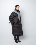 Пуховик двубортный из итальянского нейлона черный