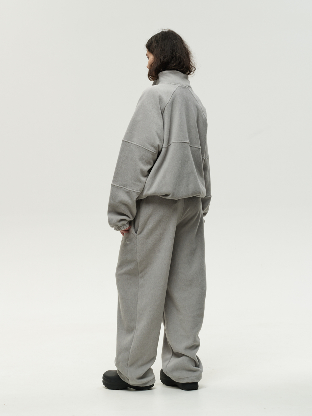 Drawstring Half-Zipped Sweatshirt Grey